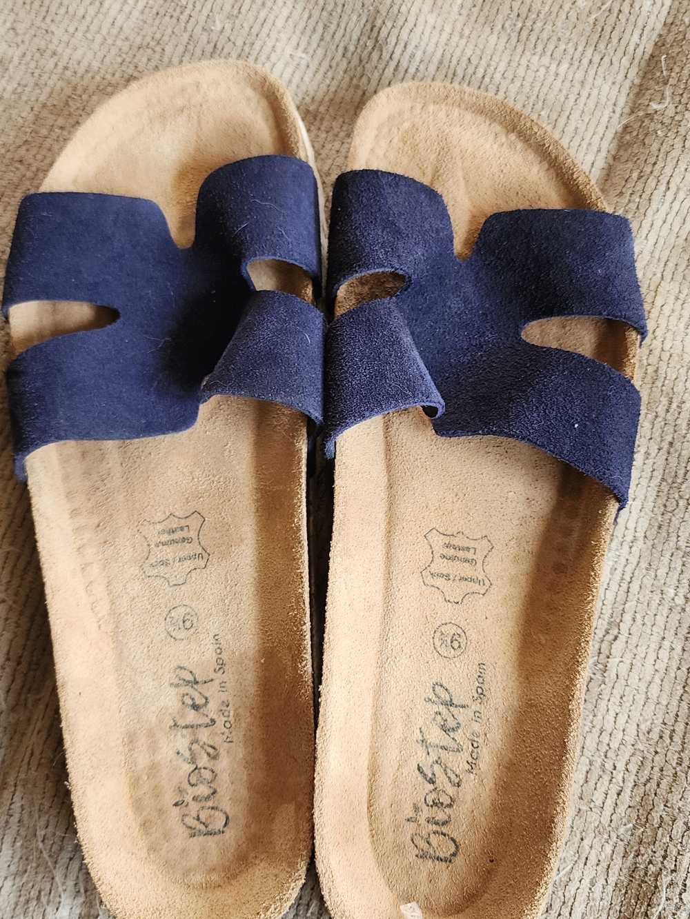 Navy Suede Slide Sandals for Women - Slip-On Comfort